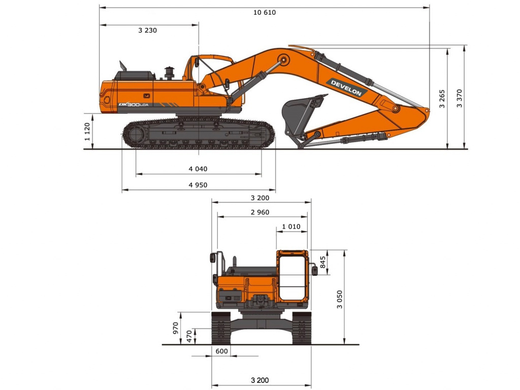 Схема Гусеничный экскаватор Develon (Doosan) DX300LCA-7M